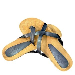 Yokono Black Leather Cross-Strap Sandals, Made in Spain